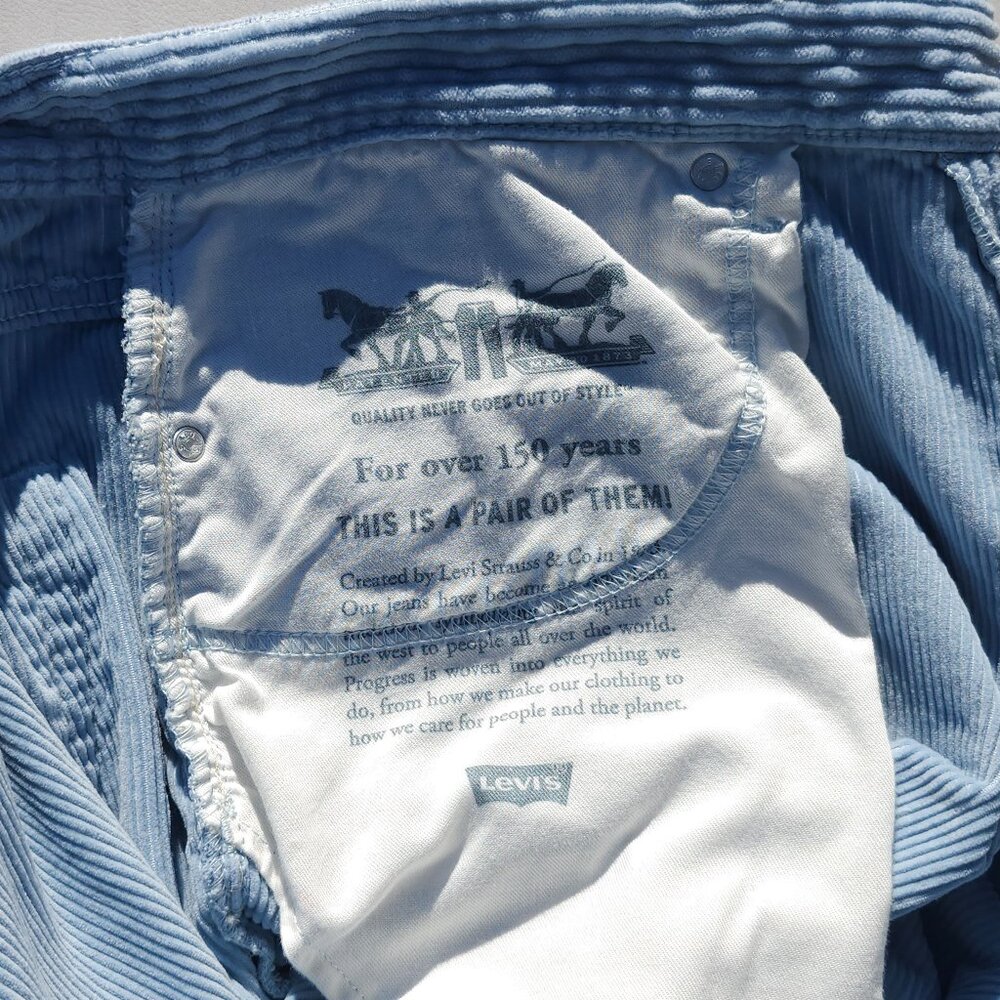 Levis 559 Men’s Size 38 x 30 Premium Wide Leg Soft Corduroy Pants Baby Blue - Picture 7 of 7